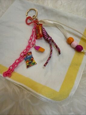 Pink Chain Keyring Charm with Candy Dangles